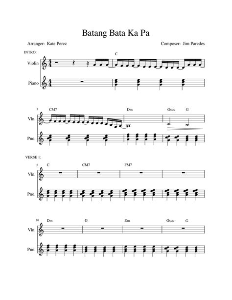 Batang Bata Ka Pa Sheet music for Piano, Violin (Solo).